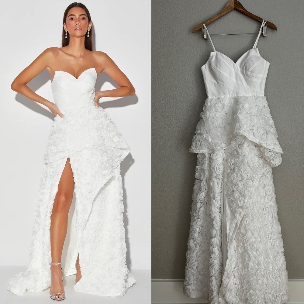 Bariano Georgiana White Strapless wedding Maxi Dress 10